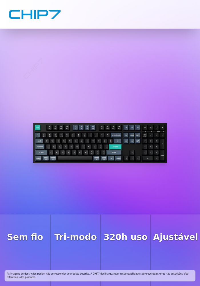 Teclado Keychron B36 100% Wireless Scissor Switch Silent Tri-Mode