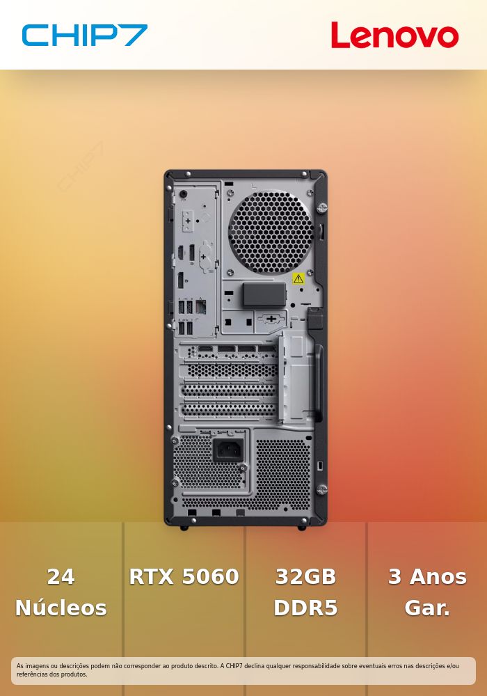 Desktop Workstation Lenovo -Intel Ultra 9 285 / Nvidia RTX 5060 8GB / 32GB DDR5 / 1TB SSD / Teclado + Rato USB / Windows 11 Pro  - ThinkStation P2 Tower Gen 2