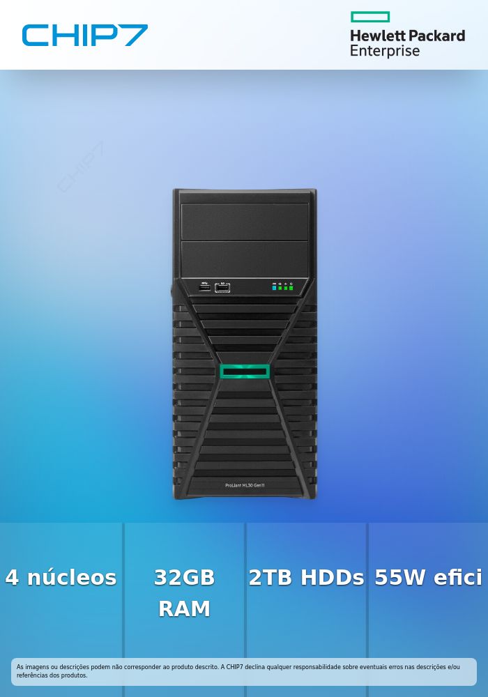 ML30 GEN11 NHP 4LFF 6315P(4C/2.8GHZ/55W) 1X32G 1GB SATA VROC 2X1TB SATA HDD 1X35