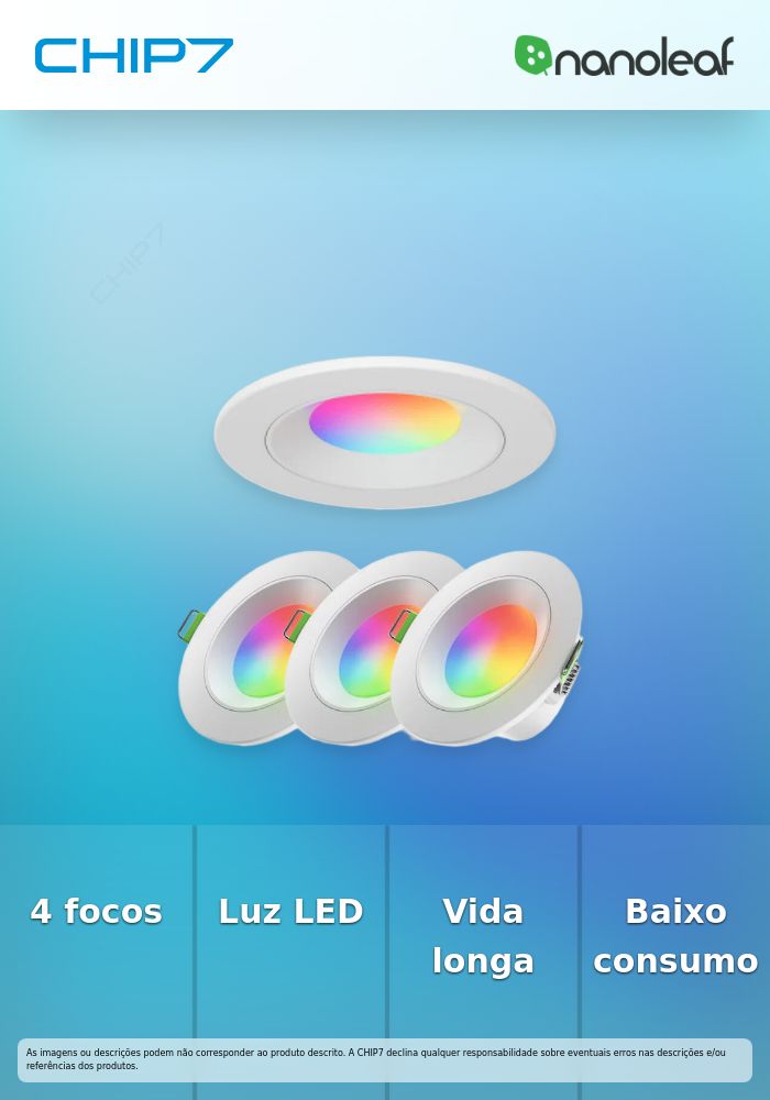 Nanoleaf - Foco embutir Downlight 3'' (4x matter wifi)
