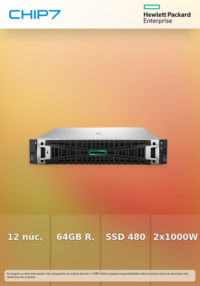 HPE DL380 GEN12 6505P 12C 2X32GB-R 8SFF MR408I-O 2X480GB SSD 2X1000W PS