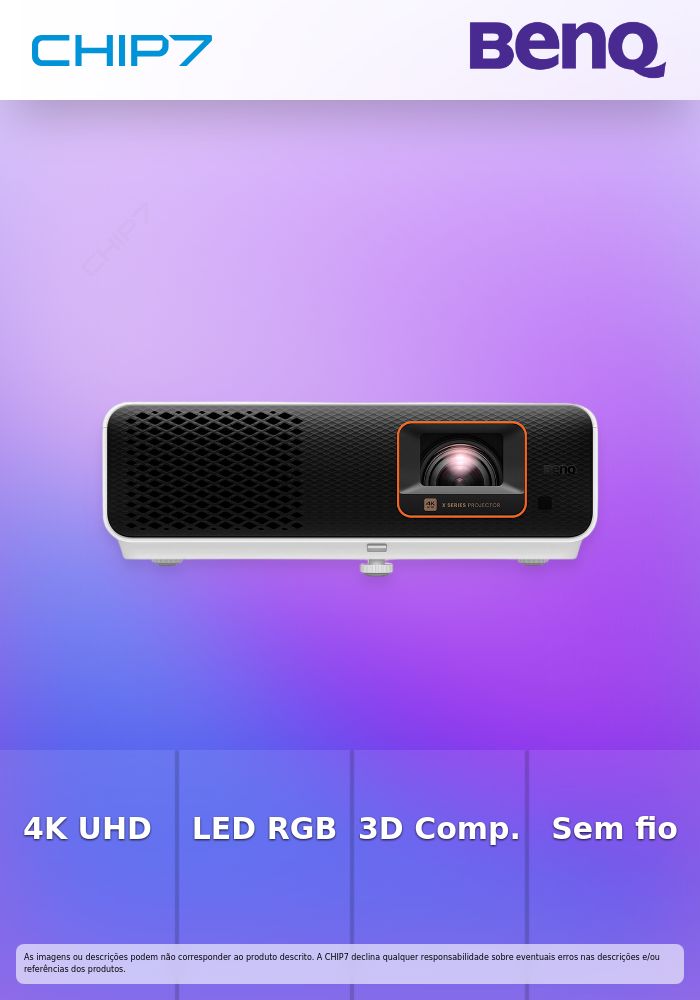 BenQ X500i - Projector DLP - LED RGB de 4 cores - 3D - 2200 lumens ANSI - 3840 x 2160 - 16:9 - 4K - 802.11ac sem fio / Bluetooth 5.0 / AirPlay