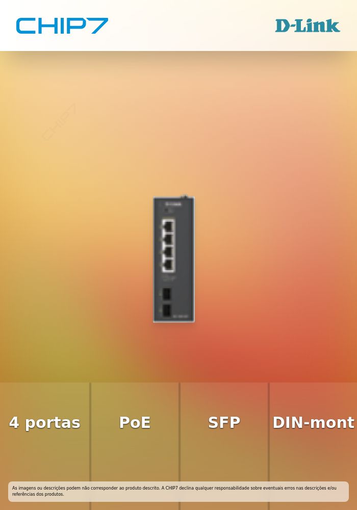 D-Link DIS 100G-06P - Interruptor - industrial - sem gestão - 4 x 10/100/1000 (PoE) + 2 x Gigabit SFP - montável em trilho DIN
