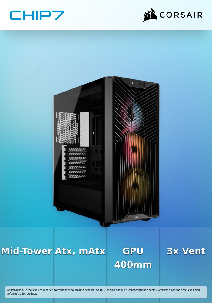 Caixa ATX Corsair 3200D RS ARGB Perfomance Preta Vidro Temperado