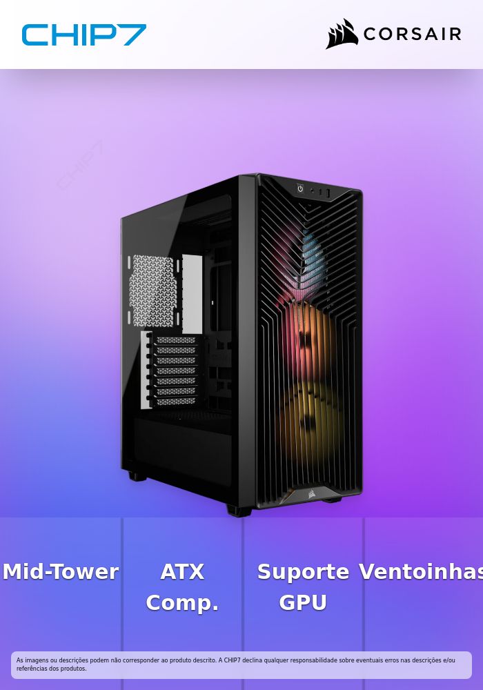 Caixa ATX Corsair 3200D RS ARGB Perfomance Smoke Vidro Temperado