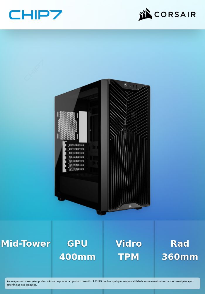 Caixa ATX Corsair 3200D RS Perfomance Preta Vidro Temperado