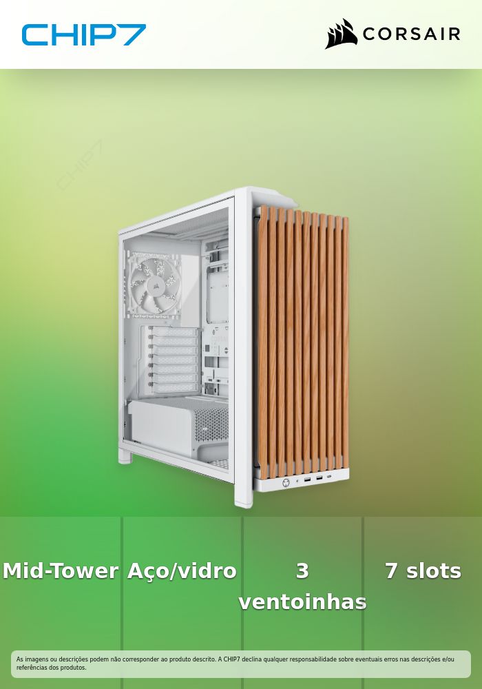Caixa E-ATX Corsair 4000D RS Wood White Oak Vidro Temperado