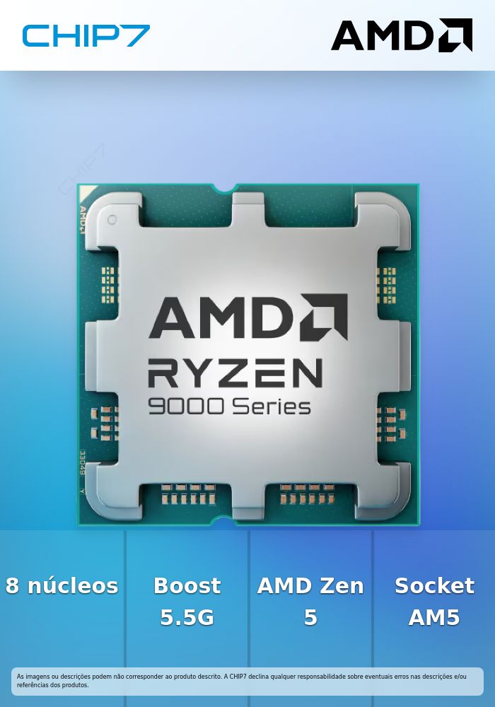 Processador AMD Ryzen 7 9700X 8Cores (3.8GHz-5.5GHz) 40MB AM5 Régua