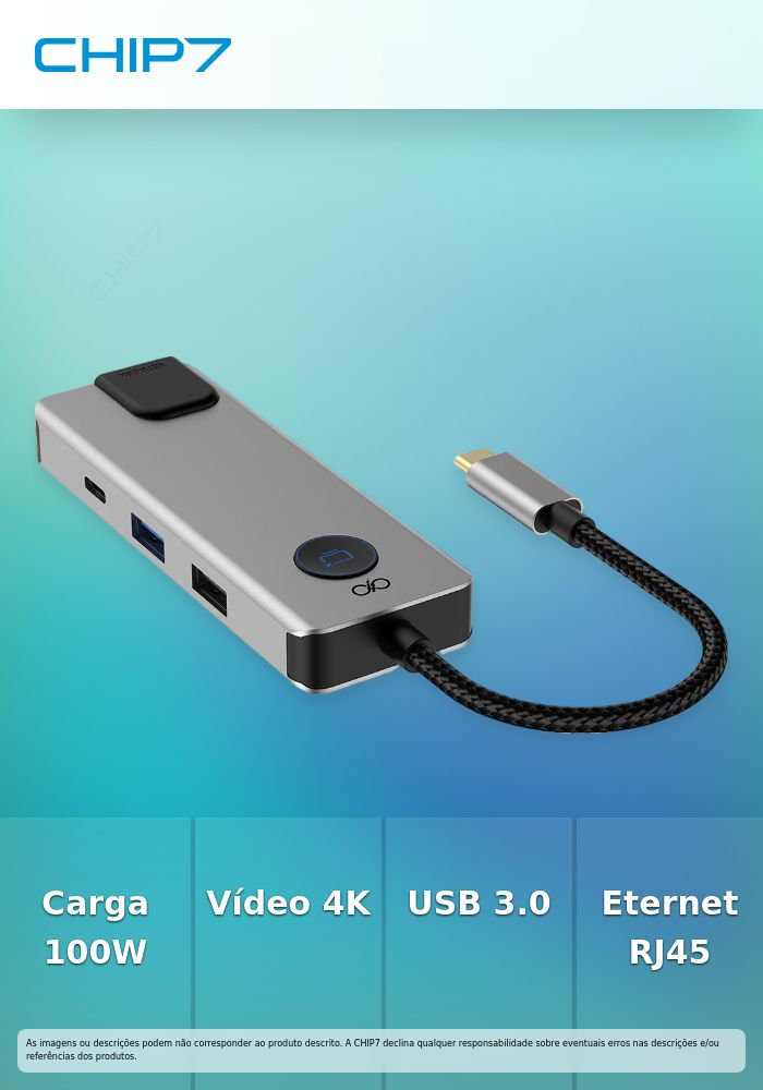 Docking Station Force Lite 4K / USB-A / USB-C / HDMI / RJ45 1GBPS / PD 100W / Garantia Vitalícia - Hub 7 em 1