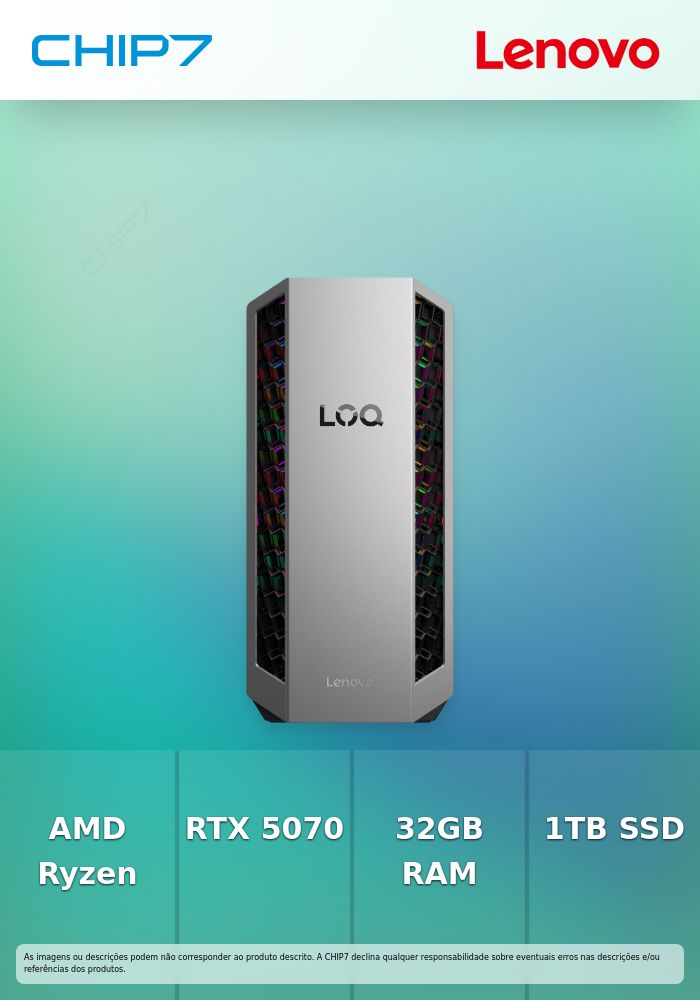 Computador Lenovo - AMD Ryzen 7 8745HX / RTX 5070 12GB / 32GB DDR5 / 1TB SSD / Windows 11 Home - LOQ Tower 26ADR10-937