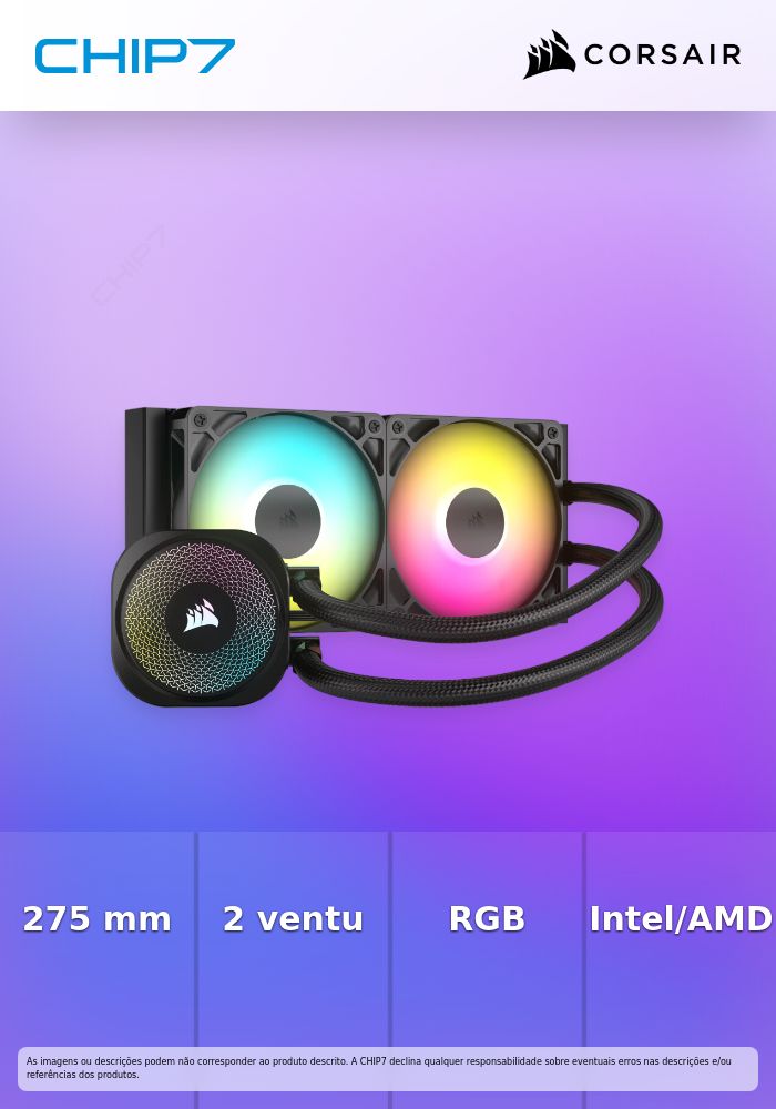 Water Cooler CPU Corsair NAUTILUS ARGB 240mm Preto