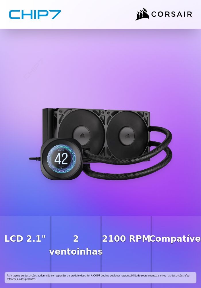 Water Cooler CPU Corsair NAUTILUS RS LCD 240mm Preto