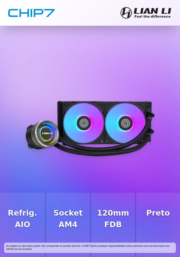Water Cooler CPU AIO Lian Li GALAHAD II Trinity ARGB Preto - 240mm