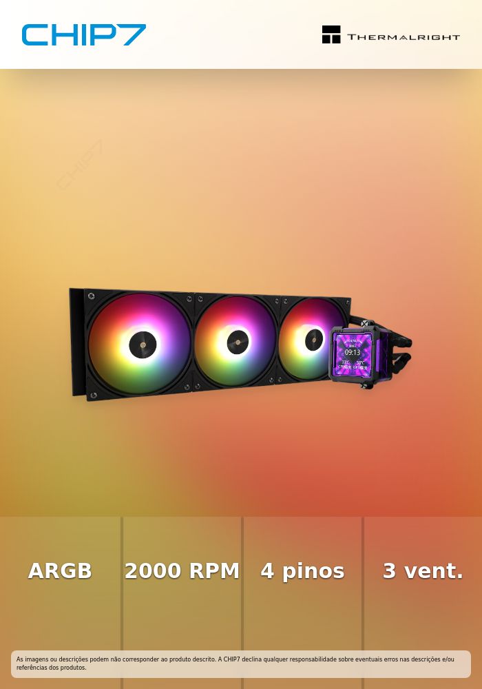 Water Cooler CPU AIO Thermalright Frozen Warframe Pro ARGB Preto - 360mm