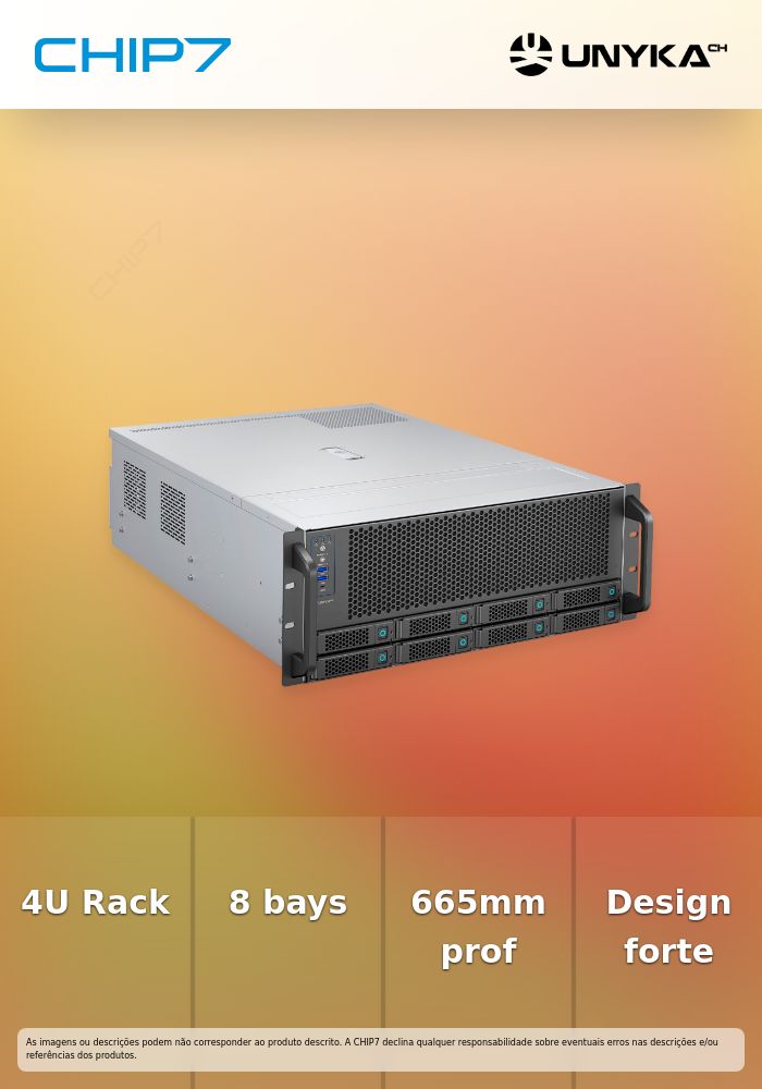 Caixa Server Rack, 4U HSW4U6508, 8 Bays - FONDO 665mm