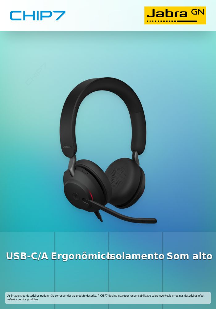 Jabra Evolve2 40 SE UC Stereo - Auscultadores - no ouvido - com cabo - USB-C, USB-A - isolamento de ruído - Otimizado pata UC