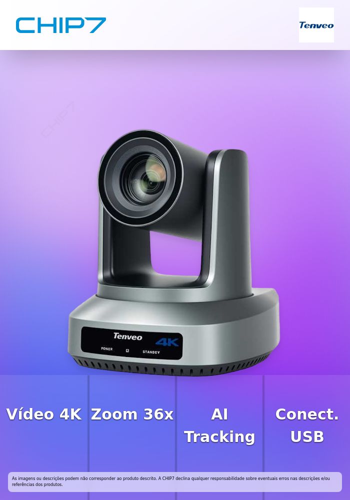 Câmara Profissional Tenveo PTZ 4K 60fps / AI Tracking / NDI HX3 / HDMI/SDI/USB / 20x Zoom - UV620A Ultra