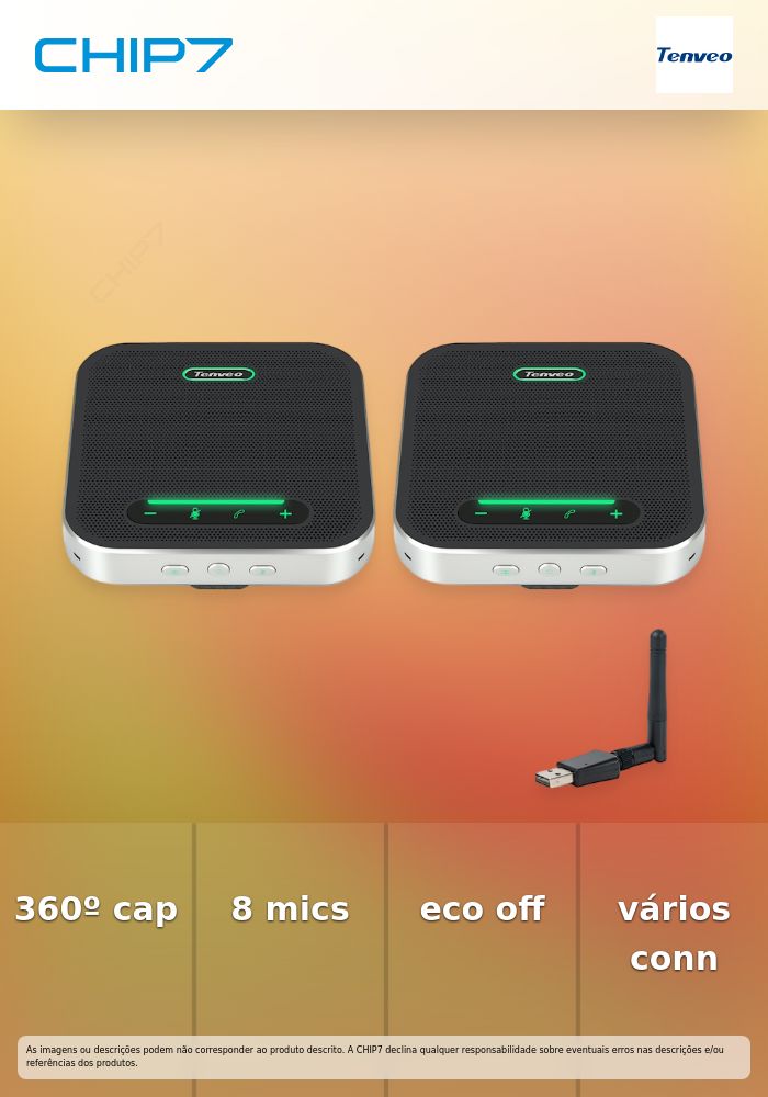 Microfone Videoconferência Tenveo 360º / Bluetooth / USB / 16h Bateria - M2B-CC