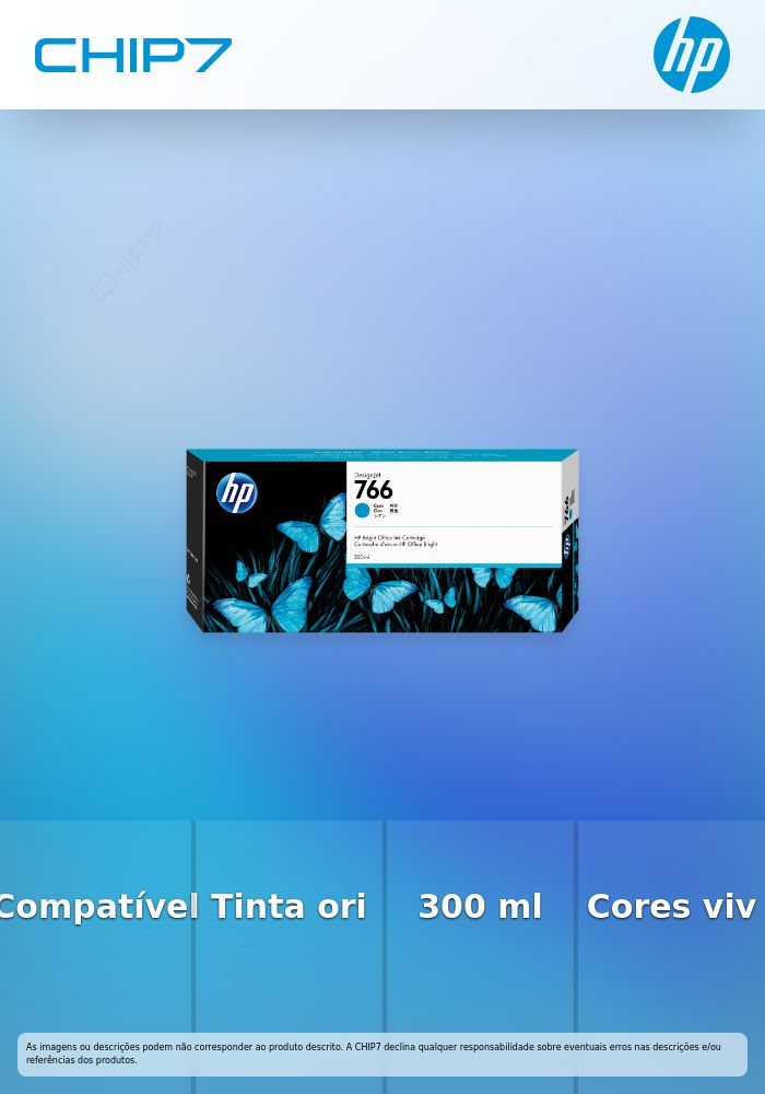 HP 766 300 ml cyan original DesignJet ink cartridge for DesignJet XL 3600 3600dr