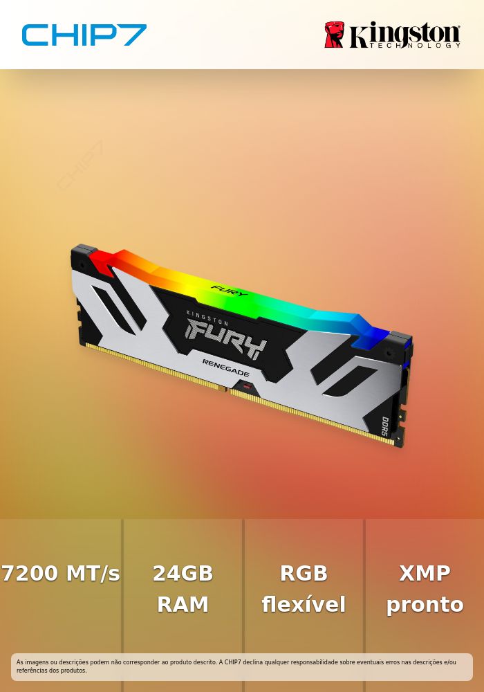 KINGSTON 24GB 7200MT/s DDR5 CL38 DIMM FURY Renegade RGB XMP