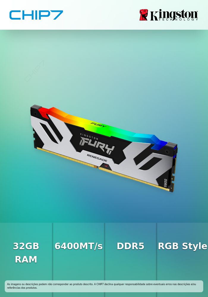 KINGSTON 32GB 6400MT/s DDR5 CL32 DIMM FURY Renegade RGB XMP