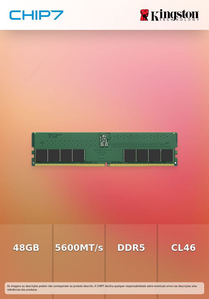 KINGSTON 48GB 5600MT/s DDR5 Non-ECC CL46 DIMM 2Rx8