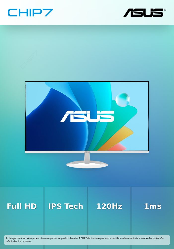 ASUS VZ279HG-W 27INCH FullHD 1920X1080 IPS Frameless 120Hz 1ms. Low Blue Light Wall Mountable