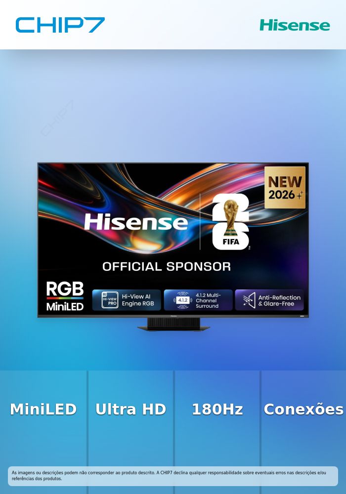 HISENSE Série RGB MiniLED UR9S 85INCH Ultra HD AI 4K 180Hz USB HDMI WIFI BT