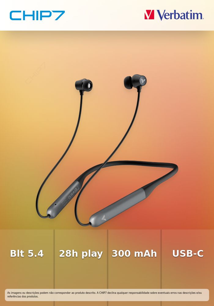 VERBATIM EARPHONES NECKBAND TRUSOUND ACTIVE NOISE CANCEL BLACK