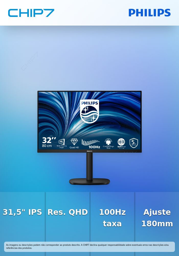 32B2N3500/00 ,31,5' 16:9 IPS 100Hz 2560x1440 HAS 180mm   HDMI x 2x 2.0 DP x 1x 1.2 