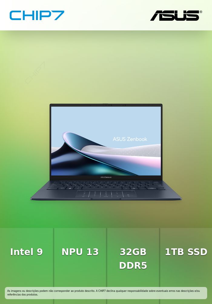Portátil ASUS - Intel Ultra 9 285H / NPU 13 TOPS / 32GB DDR5 / 1TB SSD / 14