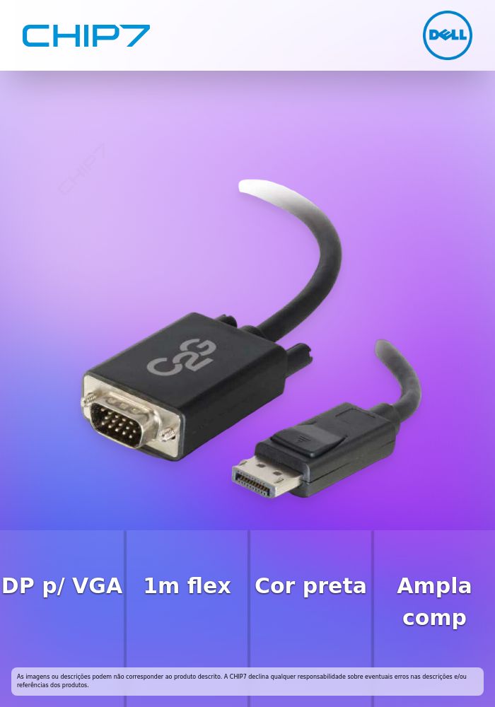 DELL ADAPTER CABLE DP TO VGA BLACK CABO DISPLAYPORT 1M