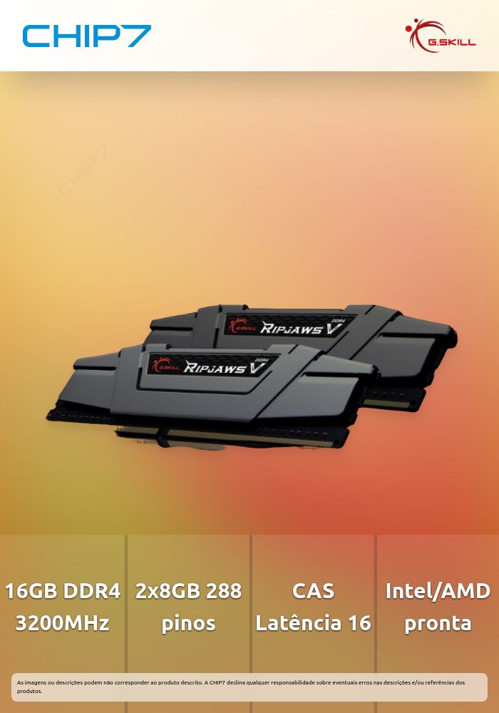 16GB DDR4 3200 MEMORIA RAM (2X8GB) CL16 G.SKILL RIPJAWS V BLACK