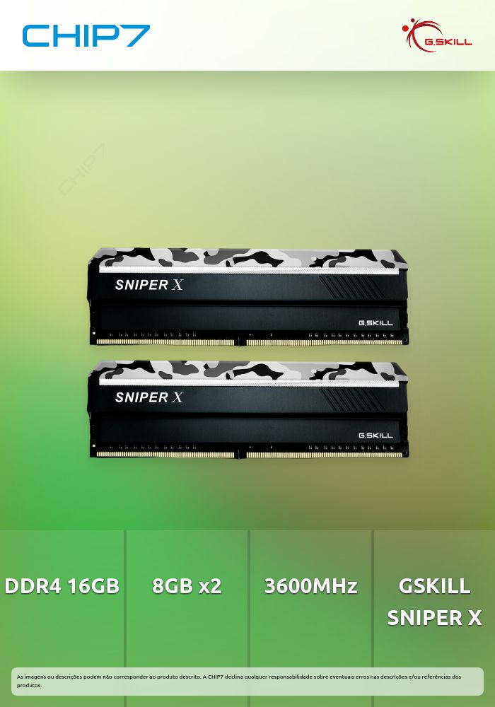 16GB DDR4 3600 2X288 DIMM CL19 1.2V G.SKILL SNIPER X WB | CHIP7