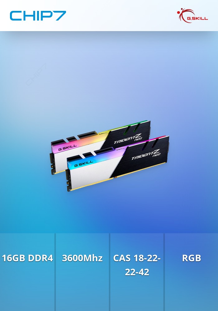 16GB DDR4 M RAM 3600 2X8GB GSKILL CL18 TRIDENT NEO RGB | CHIP7