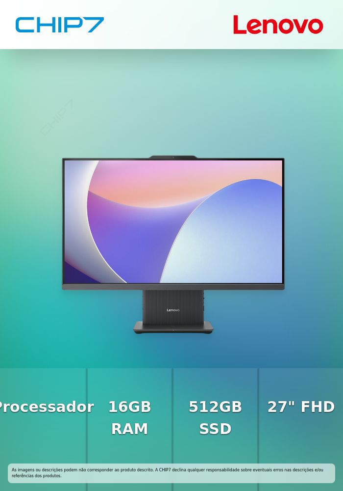 Computador All In One AIO Lenovo - AMD Ryzen 5 7533HS / 16GB DDR5 / 512GB SSD / 27