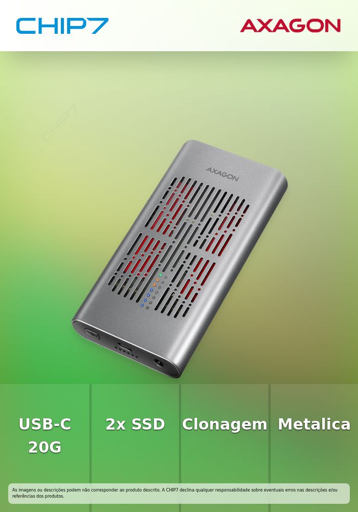 Clone Master Box AXAGON USB-C 20GB 2x NVME M.2 SSD