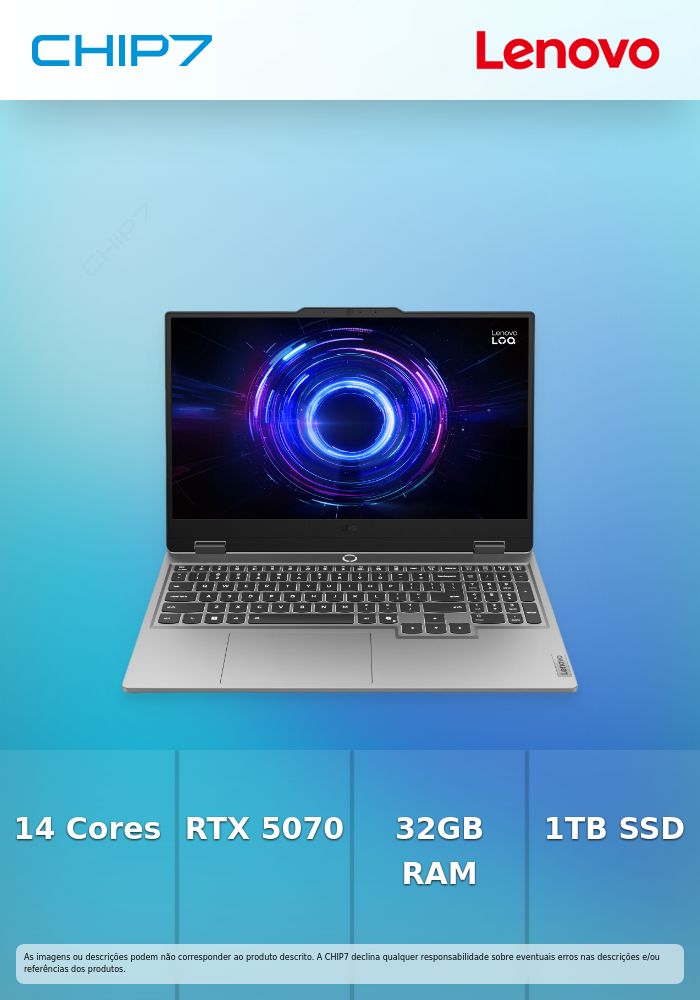 Portátil Lenovo - Intel I7 13650HX / RTX 5070 8GB / 32GB DDR5 / 1TB SSD / 15.6
