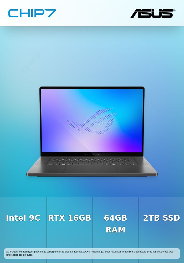 Portátil ASUS - Intel Ultra 9 386H / NPU 50 TOPS / RTX 5080 16GB / 64GB DDR5 / 2TB SSD / 16