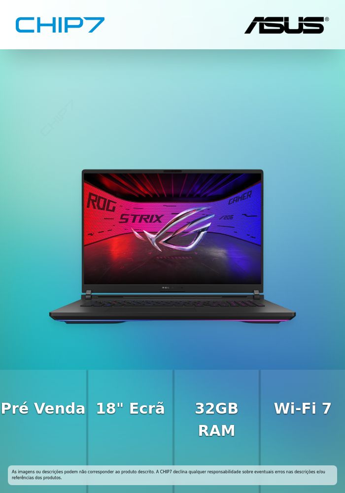 Portátil ASUS - Intel Ultra 9 275HX / NPU 13 TOPS / RTX 5090 24GB / 32GB DDR5 / 2TB SSD / 18