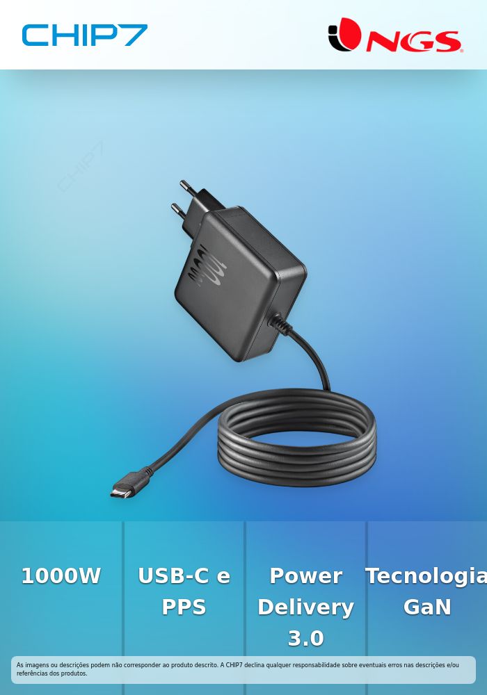 Carregador de parede NGS com saída USBC de 100W