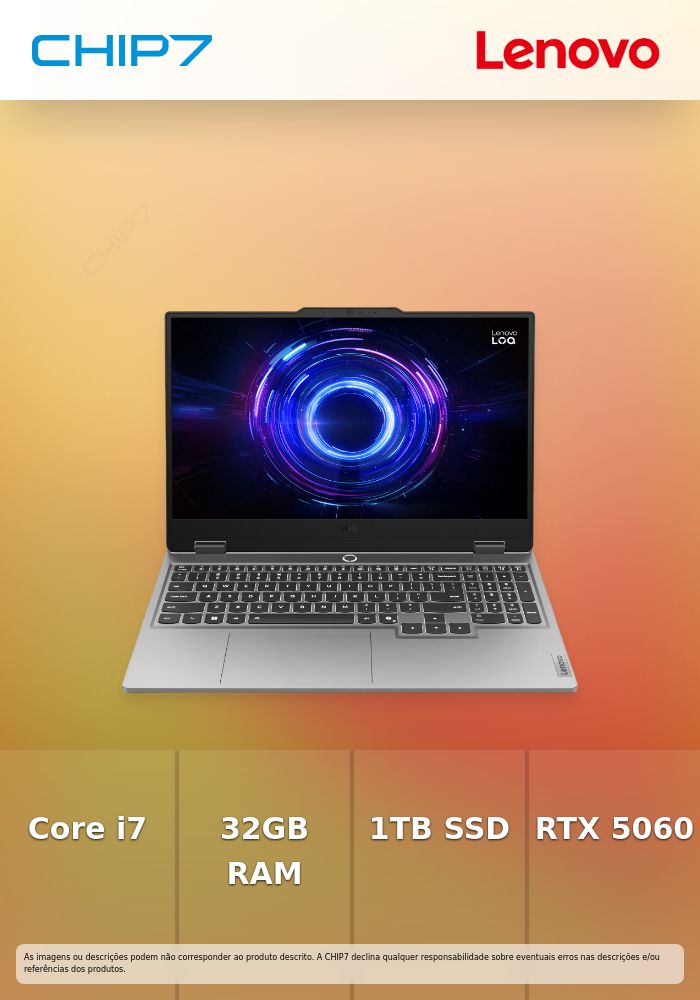 LOQ 15IRX10-926 - Intel Core i7, 32GB DDR5, 1TB SSD, 15.6'' FHD, NVIDIA GeForce RTX 5060, S S/O, 3Y Warranty, Grey