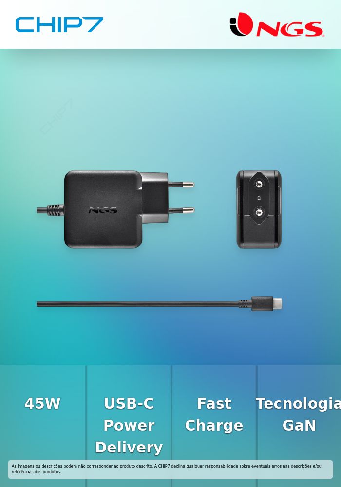 Carregador de Parede NGS GaN / 45W / USB-C / PD