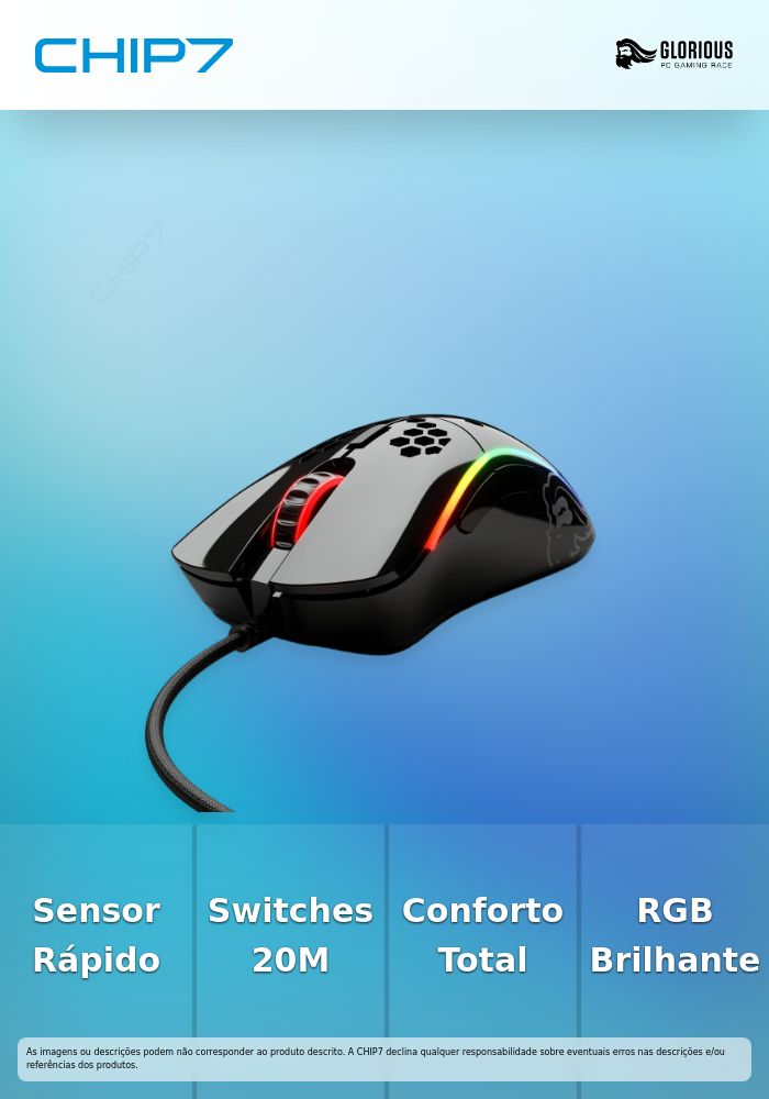 Rato Gaming Glorious Model D- Glossy Preto | CHIP7