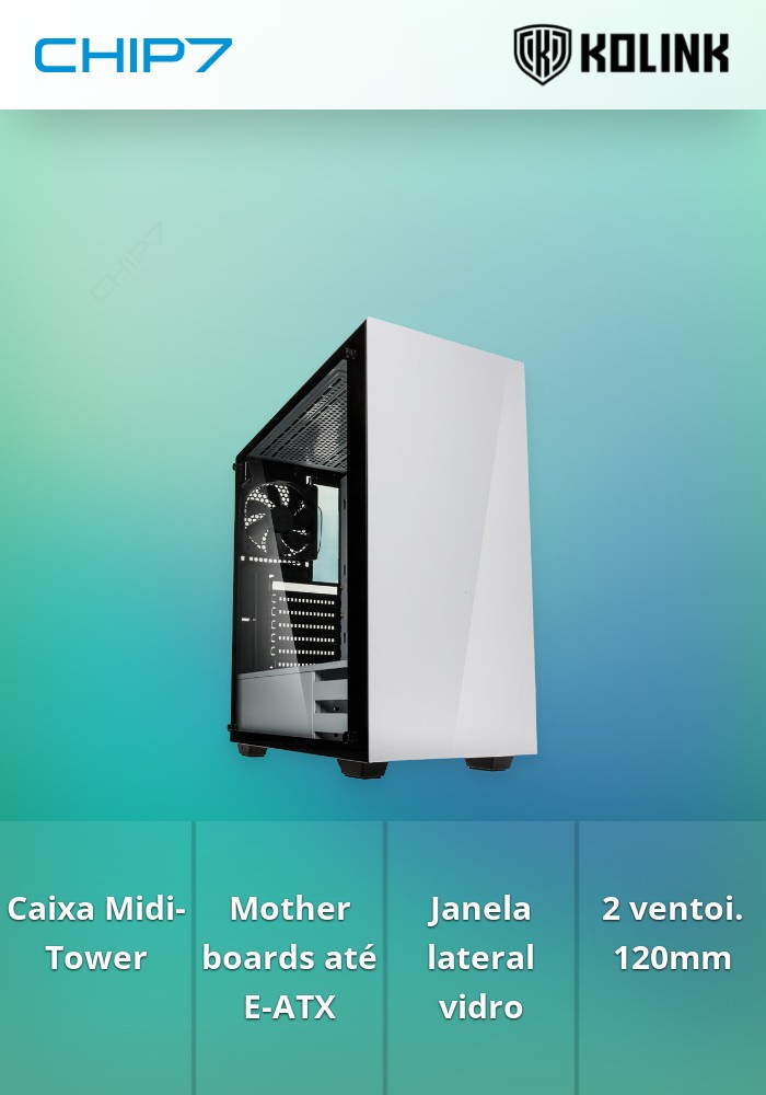 Caixa E-ATX Kolink Stronghold Vidro Temperado Preto/Branco