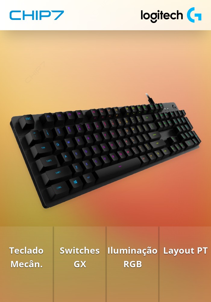 Teclado Mecânico Logitech G Series G512 Carbon RGB GX Brown (PT)