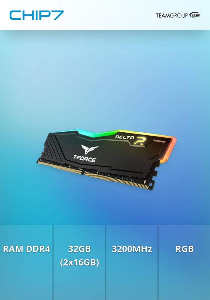 Team Group Kit 32GB (2 x 16GB) DDR4 3200MHz Delta RGB Black CL16