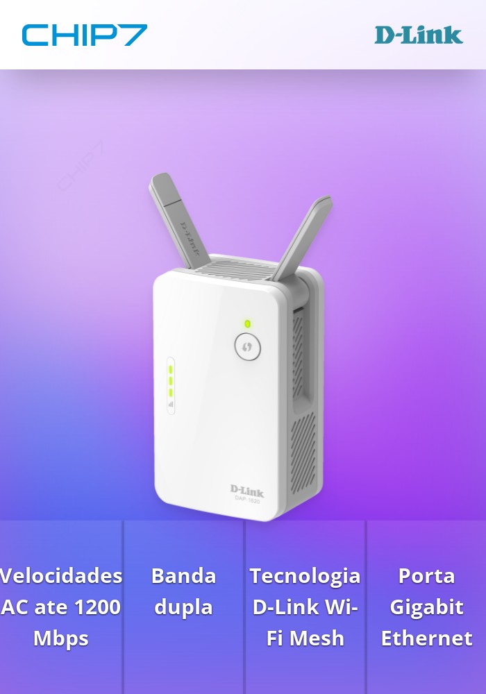 Wireless Repeater D-Link AC1200 Antena Externa Porta Gigabit