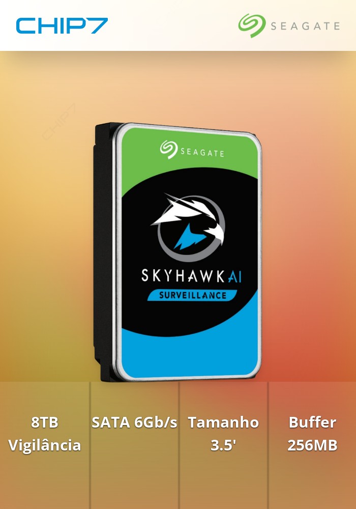 Seagate SkyHawk AI ST8000VE001 - Disco rígido - 8 TB - interna - 3.5
