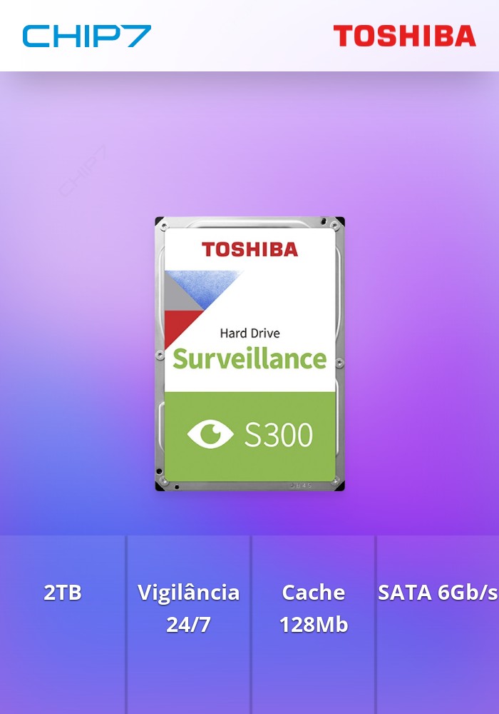 Disco 3.5 2TB TOSHIBA SURVEILLANCE S300 128Mb SATA 6Gb/s 5400rpm Bulk